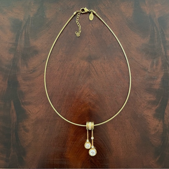 Vintage Nolan Miller Gold Tone & Crystal Statement Pendant Necklace; 16” - 18” - Picture 10 of 10